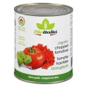 Chopped tomatoes with tomato juice and basil