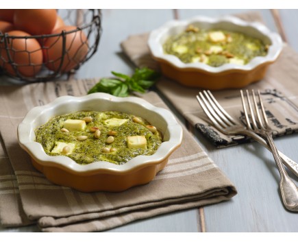 Frittata al pesto di basilico con feta e pinoli